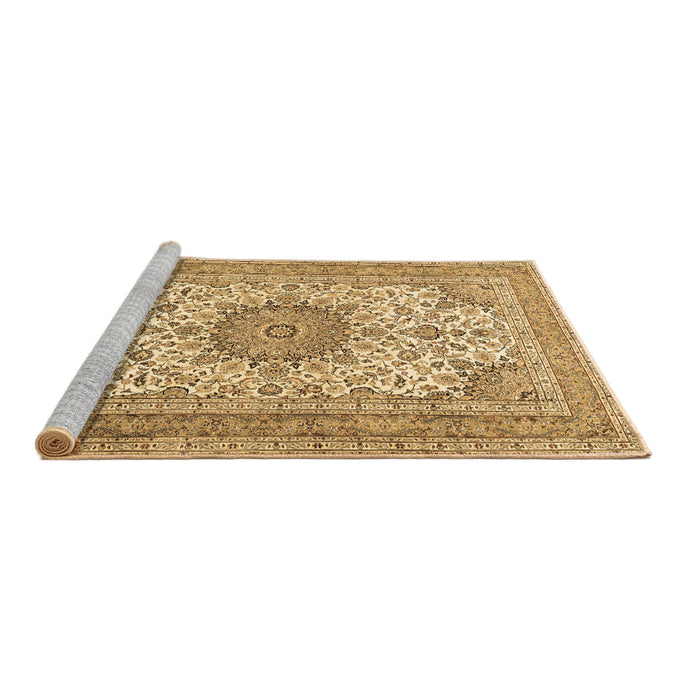 Sideview of Machine Washable Medallion Brown Traditional Rug, wshtr1050brn