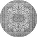 Machine Washable Medallion Gray Traditional Rug, wshtr1050gry