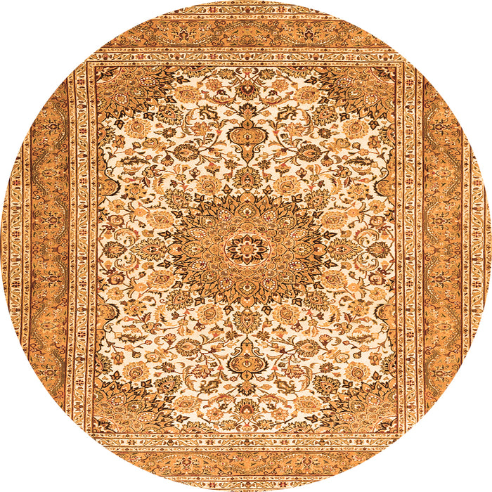 Square Medallion Orange Traditional Rug, tr1050org