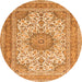 Square Medallion Orange Traditional Rug, tr1050org