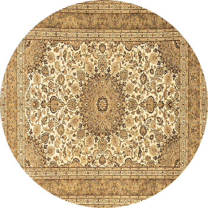 Round Medallion Brown Traditional Rug, tr1050brn