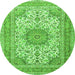 Machine Washable Medallion Green Traditional Area Rugs, wshtr1050grn