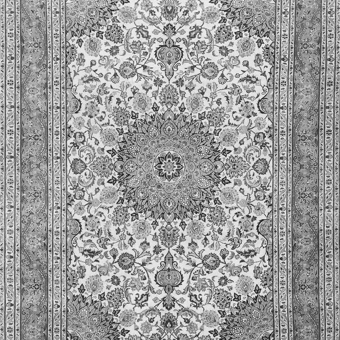 Serging Thickness of Machine Washable Medallion Gray Traditional Rug, wshtr1050gry