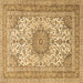 Square Machine Washable Medallion Brown Traditional Rug, wshtr1050brn