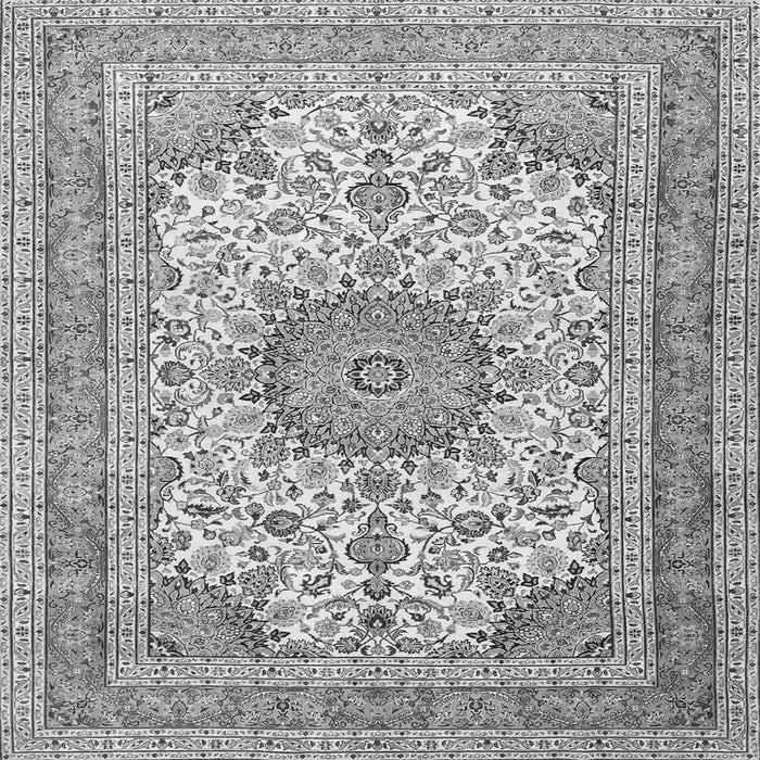 Round Machine Washable Medallion Gray Traditional Rug, wshtr1050gry
