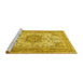 Sideview of Machine Washable Medallion Yellow Traditional Rug, wshtr1050yw