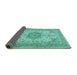 Sideview of Medallion Turquoise Traditional Rug, tr1050turq