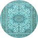 Round Medallion Light Blue Traditional Rug, tr1050lblu