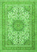 Serging Thickness of Machine Washable Medallion Green Traditional Area Rugs, wshtr1050grn