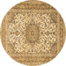 Round Machine Washable Medallion Brown Traditional Rug, wshtr1050brn