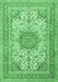 Machine Washable Medallion Emerald Green Traditional Area Rugs, wshtr1050emgrn