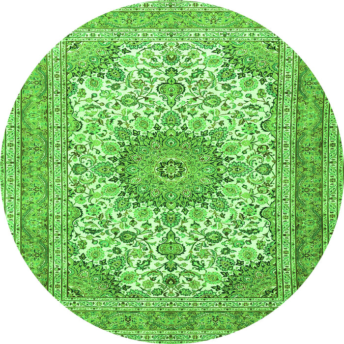 Square Medallion Green Traditional Rug, tr1050grn