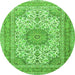 Square Medallion Green Traditional Rug, tr1050grn
