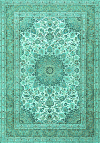 Medallion Turquoise Traditional Rug, tr1050turq