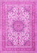 Machine Washable Medallion Pink Traditional Rug, wshtr1051pnk