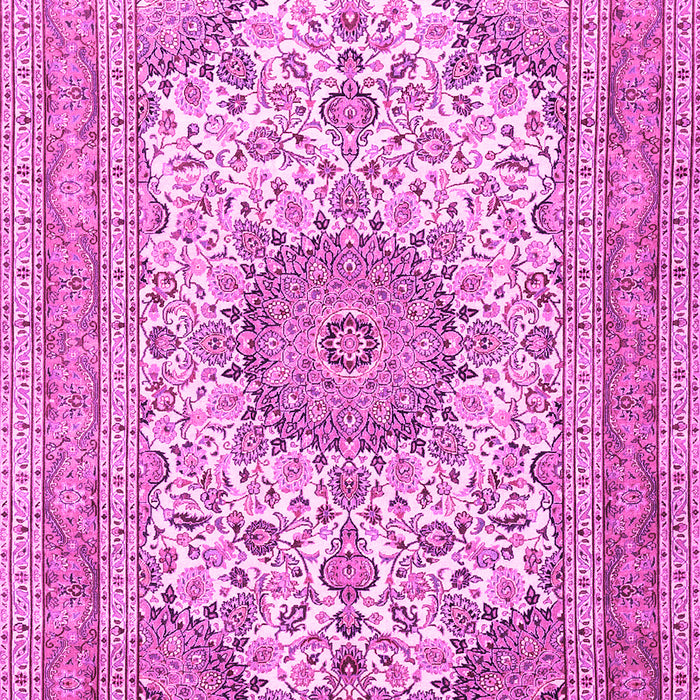 Machine Washable Medallion Pink Traditional Rug, wshtr1051pnk