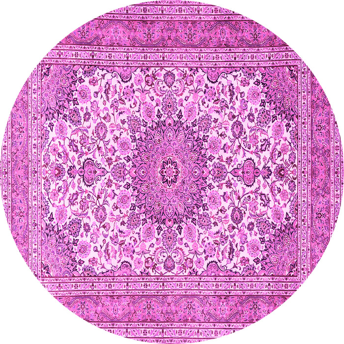 Round Medallion Pink Traditional Rug, tr1051pnk