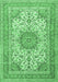 Machine Washable Medallion Emerald Green Traditional Area Rugs, wshtr1051emgrn