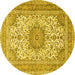 Round Medallion Yellow Traditional Rug, tr1051yw