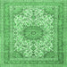 Square Medallion Emerald Green Traditional Rug, tr1051emgrn