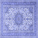 Square Medallion Blue Traditional Rug, tr1051blu