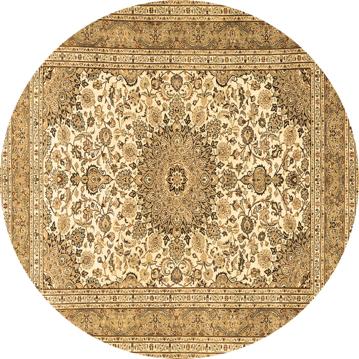 Round Medallion Brown Traditional Rug, tr1051brn