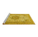 Sideview of Machine Washable Medallion Yellow Traditional Rug, wshtr1051yw