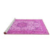 Sideview of Machine Washable Medallion Pink Traditional Rug, wshtr1051pnk
