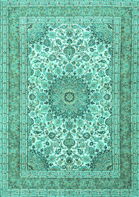 Medallion Turquoise Traditional Rug, tr1051turq