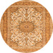 Machine Washable Medallion Orange Traditional Area Rugs, wshtr1051org