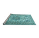 Sideview of Machine Washable Medallion Light Blue Traditional Rug, wshtr1051lblu