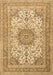 Machine Washable Medallion Brown Traditional Rug, wshtr1051brn