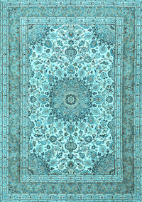 Medallion Light Blue Traditional Rug, tr1051lblu