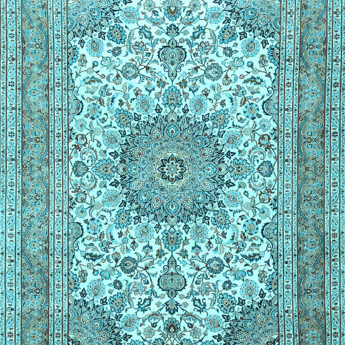 Machine Washable Medallion Light Blue Traditional Rug, wshtr1051lblu