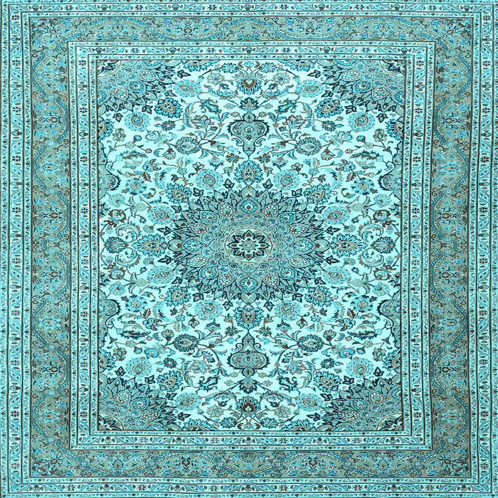 Square Medallion Light Blue Traditional Rug, tr1051lblu