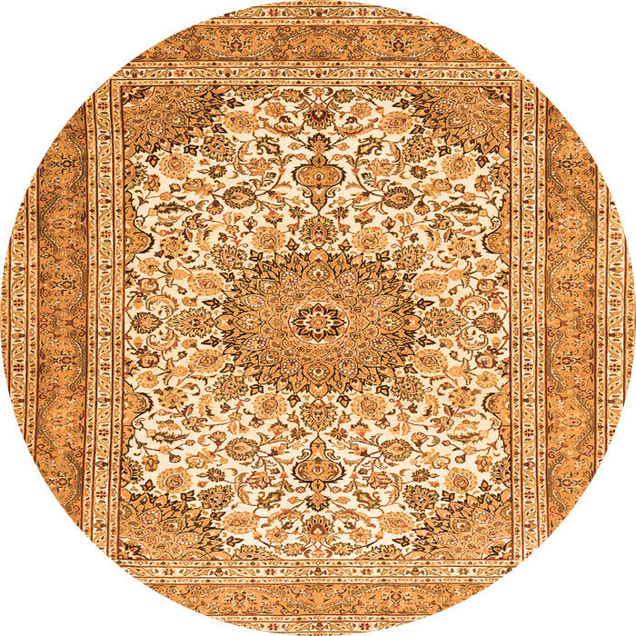 Square Medallion Orange Traditional Rug, tr1051org