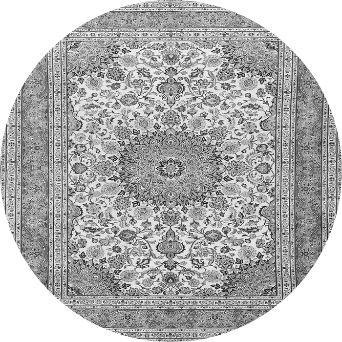 Machine Washable Medallion Gray Traditional Rug, wshtr1051gry