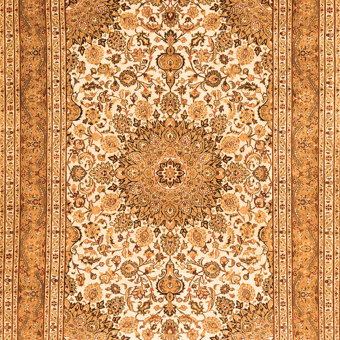 Serging Thickness of Machine Washable Medallion Orange Traditional Area Rugs, wshtr1051org