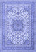 Machine Washable Medallion Blue Traditional Rug, wshtr1051blu