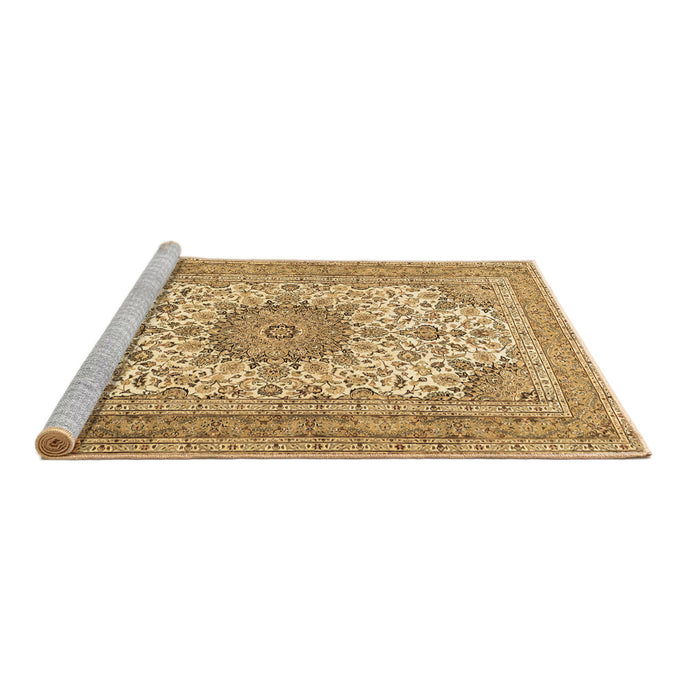 Sideview of Machine Washable Medallion Brown Traditional Rug, wshtr1051brn