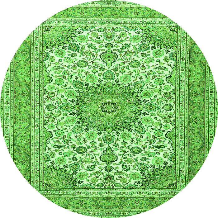 Machine Washable Medallion Green Traditional Area Rugs, wshtr1051grn