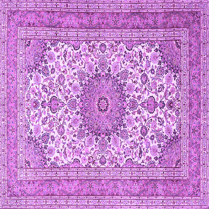 Square Machine Washable Medallion Purple Traditional Area Rugs, wshtr1051pur