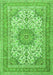 Serging Thickness of Machine Washable Medallion Green Traditional Area Rugs, wshtr1051grn