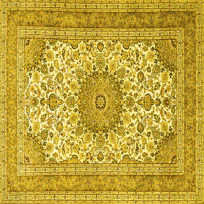 Square Medallion Yellow Traditional Rug, tr1051yw