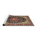 Sideview of Machine Washable Traditional Brown Green Rug, wshtr1052