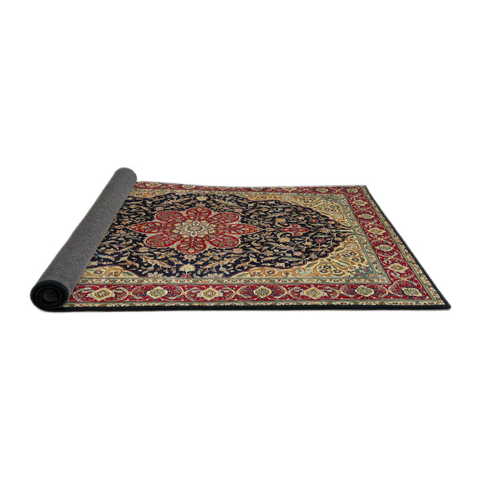 Sideview of Traditional Brownish Green Medallion Rug, tr1052