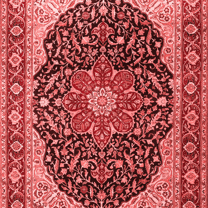 Machine Washable Medallion Red Traditional Rug, wshtr1052red
