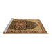 Sideview of Machine Washable Medallion Brown Traditional Rug, wshtr1052brn