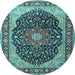 Round Medallion Light Blue Traditional Rug, tr1052lblu