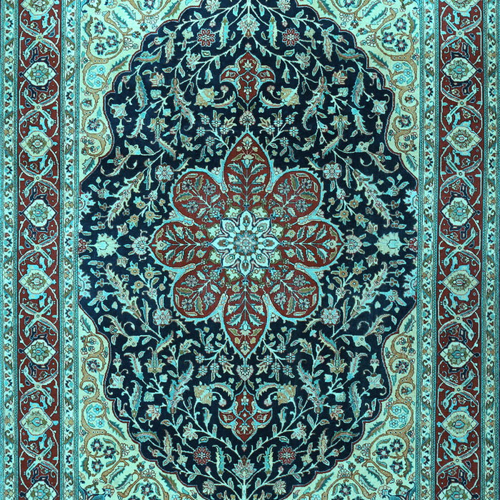 Medallion Light Blue Traditional Rug, tr1052lblu